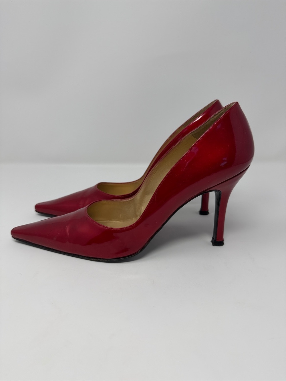 Stuart Weitzman Red Patent Pointed-Toe Pumps - Picture 2 of 10